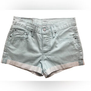 Levi’s Seafoam green cuffed denim 501 jean‎ shorts size 28 E31